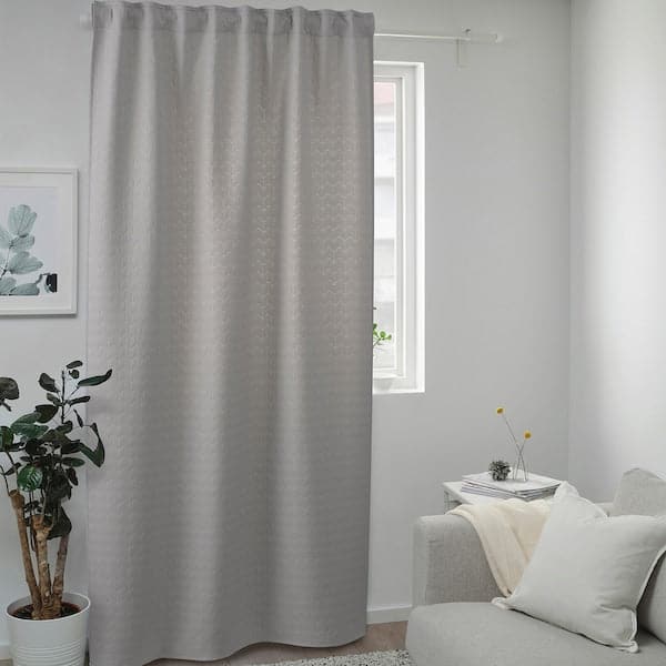 Ikea RYSSBRÄKEN - Semi-blind curtain, 1 piece, light grey, , 140x300 cm