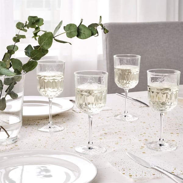 SÄLLSKAPLIG - Wine glass, clear glass/patterned, 27 cl - best price from Maltashopper.com 40472899