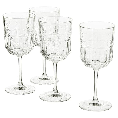 SÄLLSKAPLIG - Wine glass, clear glass/patterned, 27 cl