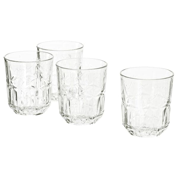 SÄLLSKAPLIG - Glass, clear glass/patterned, 27 cl