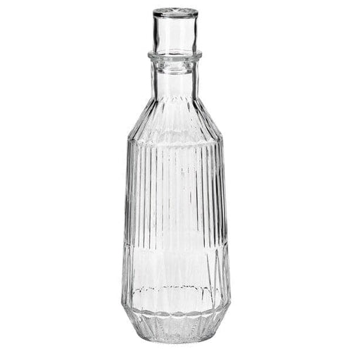 SÄLLSKAPLIG - Carafe with stopper, clear glass/patterned, 0.9 l
