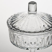SÄLLSKAPLIG - Bowl with lid, clear glass/patterned, 10 cm - best price from Maltashopper.com 80473321