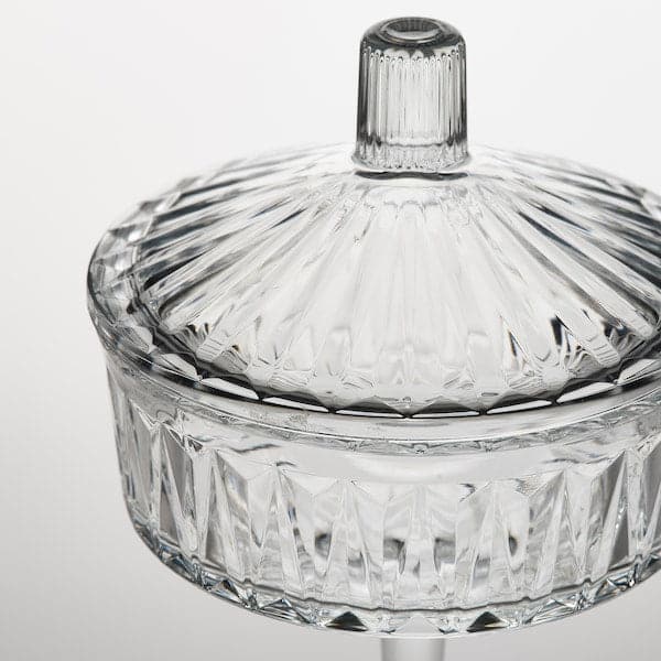 Ikea SÄLLSKAPLIG - Bowl with lid, clear glass/patterned, 10 cm