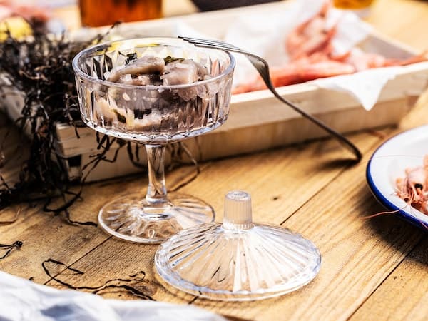 Ikea SÄLLSKAPLIG - Bowl with lid, clear glass/patterned, 10 cm