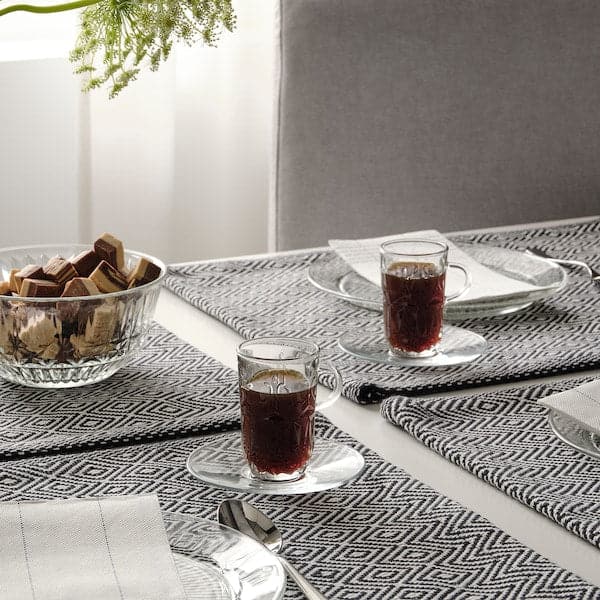 SÄLLSKAPLIG Cup and saucer - transparent/fancy glass 7 cl , 7 cl - best price from Maltashopper.com 50478004