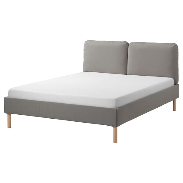 SAGESUND - Upholstered bed frame, Diseröd brown/Leirsund, , 160x200 cm - best price from Maltashopper.com 99496520