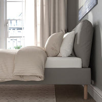 SAGESUND - Upholstered bed frame, Diseröd brown/Leirsund, , 180x200 cm - best price from Maltashopper.com 39496523