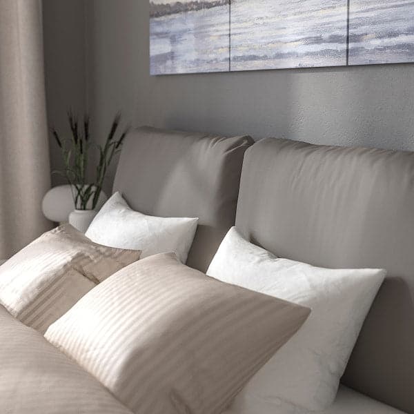 SAGESUND - Upholstered bed frame, Diseröd brown/Leirsund, , 160x200 cm - best price from Maltashopper.com 99496520