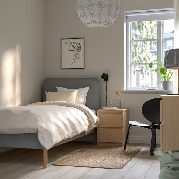 Ikea SAGESUND - Upholstered bed frame, Diseröd brown/Lindbåden, , 90x200 cm