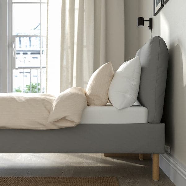 Ikea SAGESUND - Upholstered bed frame, Diseröd brown/Lindbåden, , 90x200 cm