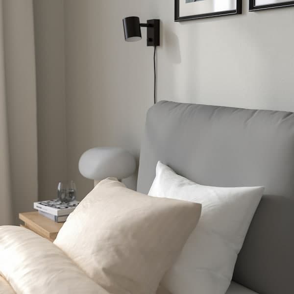 Ikea SAGESUND - Upholstered bed frame, Diseröd brown/Lindbåden, , 90x200 cm