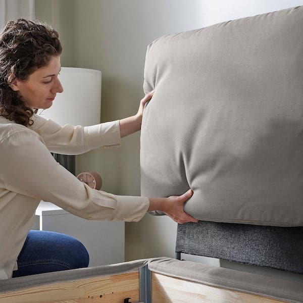 Ikea SAGESUND - Upholstered bed frame, Diseröd brown/Lindbåden, , 90x200 cm