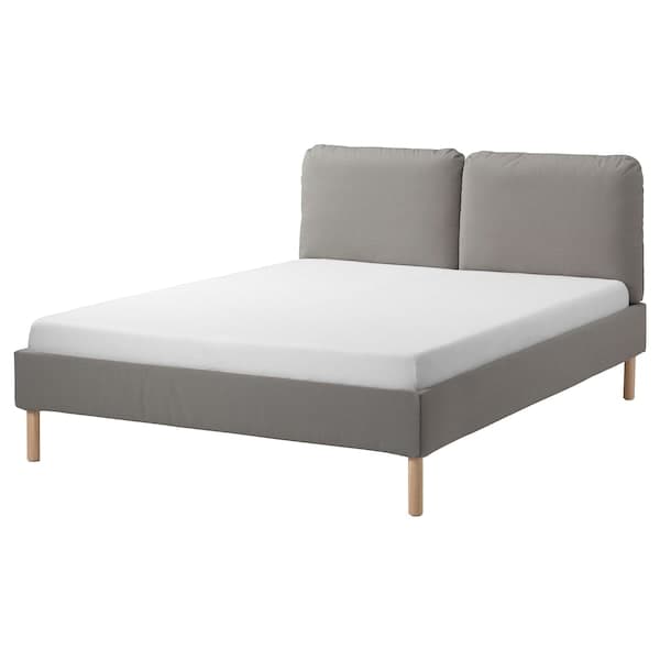 Ikea SAGESUND - Upholstered bed frame, Diseröd brown/Lönset, ,