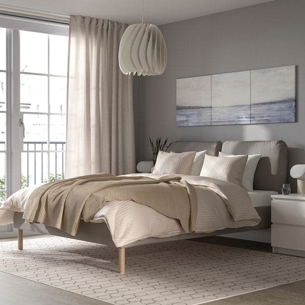 SAGESUND - Upholstered bed frame, Diseröd brown/Lönset, , - best price from Maltashopper.com 09496497