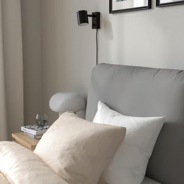 SAGESUND - Upholstered bed frame, Diseröd brown/Lönset, , 90x200 cm - best price from Maltashopper.com 89496506