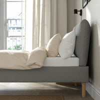SAGESUND - Upholstered bed frame, Diseröd brown/Luröy, , 90x200 cm - best price from Maltashopper.com 49496481