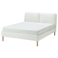 SAGESUND - Upholstered bed frame, Gräsbo white/Lindbåden, , 160x200 cm - best price from Maltashopper.com 89502687