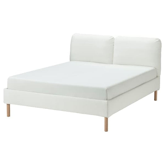 SAGESUND - Upholstered bed frame, Gräsbo white/Lönset, , 160x200 cm - best price from Maltashopper.com 89502692