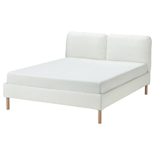 SAGESUND - Upholstered bed frame, Gräsbo white/Lönset, , 140x200 cm