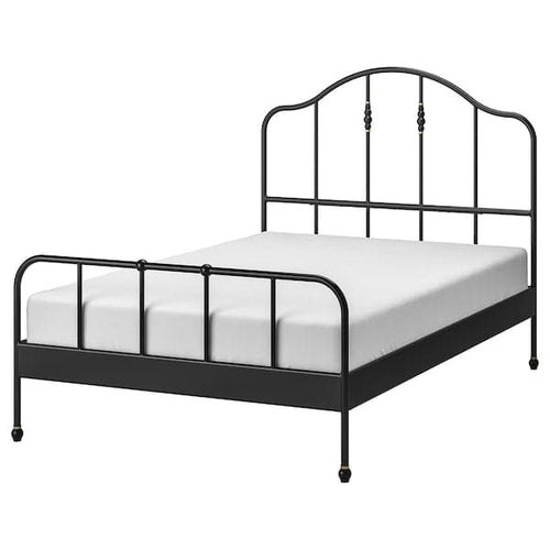 SAGSTUA Bed frame, black / Lindbåden, 140x200 cm , 140x200 cm