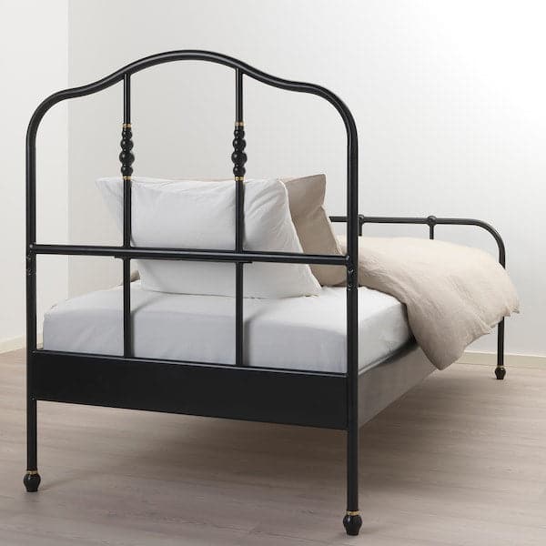 SAGSTUA Bed frame, black/Lindbåden, 90x200 cm - best price from Maltashopper.com 49495033