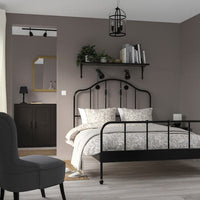 SAGSTUA Bed frame, black / Lindbåden, 140x200 cm , 140x200 cm - best price from Maltashopper.com 69495027