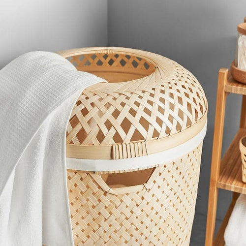 SALUDING laundry basket, handmade bamboo, 50 l