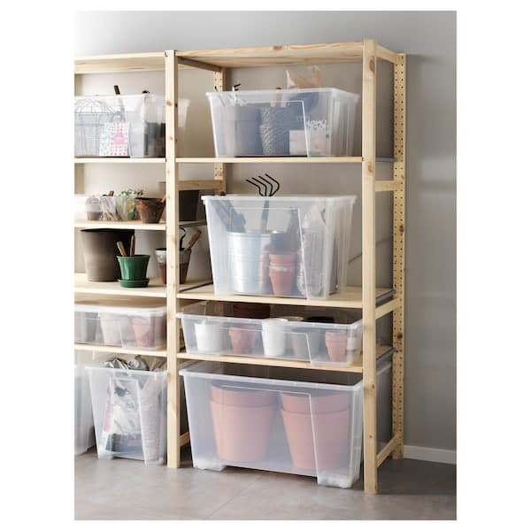 SAMLA - Box with lid, transparent, 79x57x18 cm/55 l - best price from Maltashopper.com 39440814