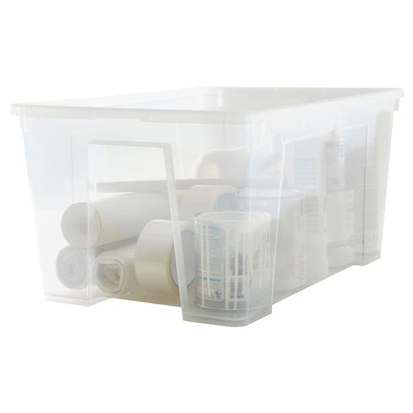 SAMLA - Box with lid, transparent, 57x39x28 cm/45 l