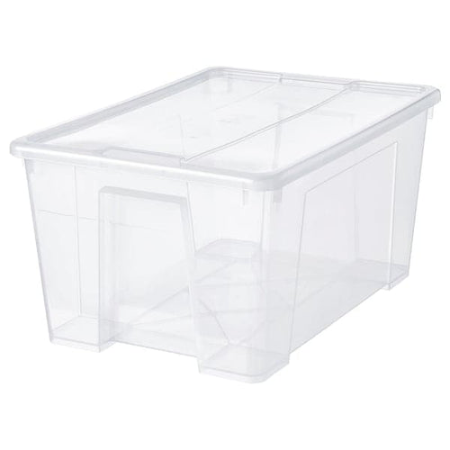 SAMLA - Box with lid, transparent, 57x39x28 cm/45 l