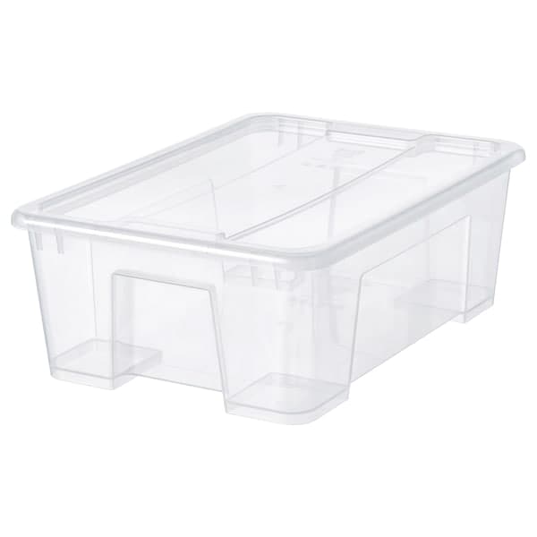 SAMLA - Box with lid, transparent, 39x28x14 cm/11 l - best price from Maltashopper.com 69440836
