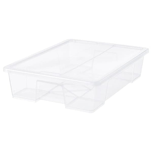 RYKTA Storage box with lid, transparent gray-blue, 7x9 ½x4 ¾/1