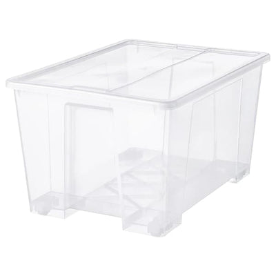 SAMLA - Box with lid, transparent, 79x57x43 cm/130 l - best price from Maltashopper.com 29440819