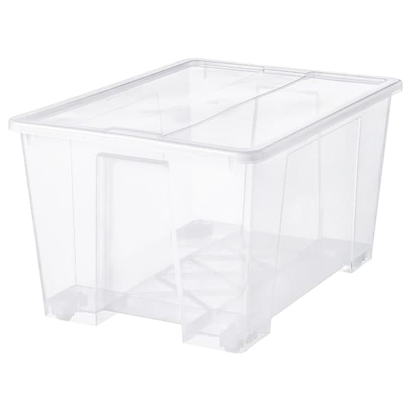 Ikea SAMLA - Box with lid, transparent, 79x57x43 cm/130 l