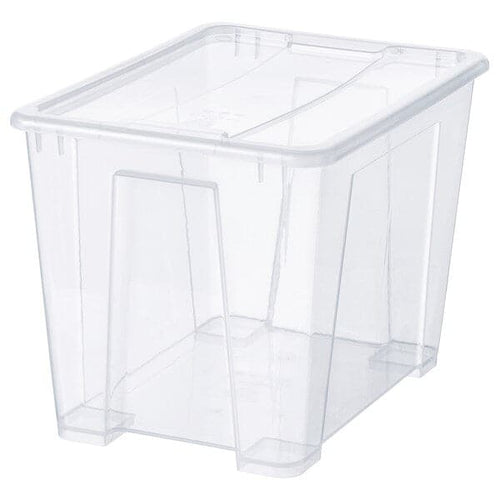 SAMLA box with lid, transparent, 39x28x28 cm/22 l
