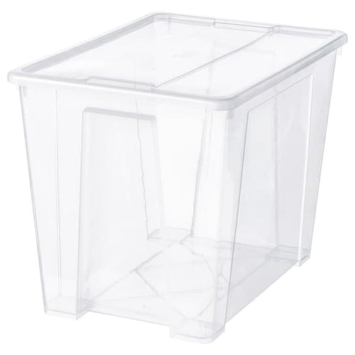 SAMLA - Box with lid, transparent, 57x39x42 cm/65 l
