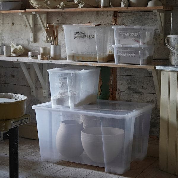 Ikea SAMLA - Box with lid, transparent, 79x57x43 cm/130 l