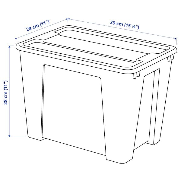 SAMLA - Box with lid, transparent, 39x28x28 cm/22 l - best price from Maltashopper.com 69440822