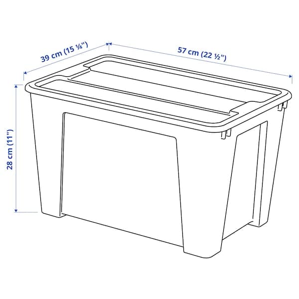 SAMLA - Box with lid, transparent, 57x39x28 cm/45 l - best price from Maltashopper.com 69440761