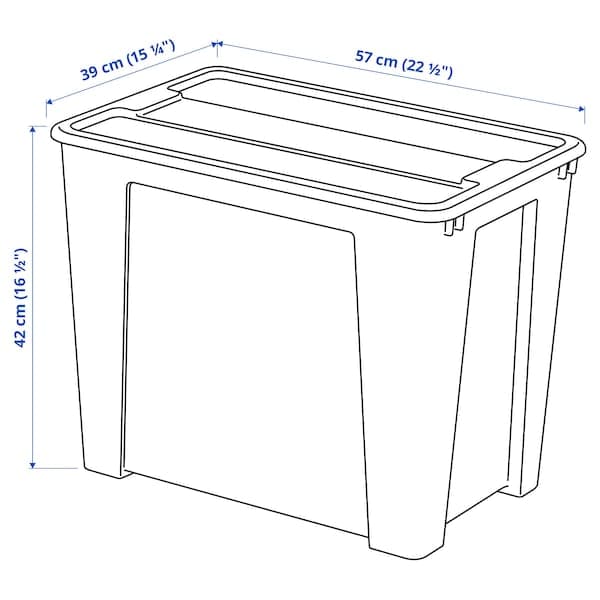 SAMLA - Box with lid, transparent, 57x39x42 cm/65 l - best price from Maltashopper.com 99440774