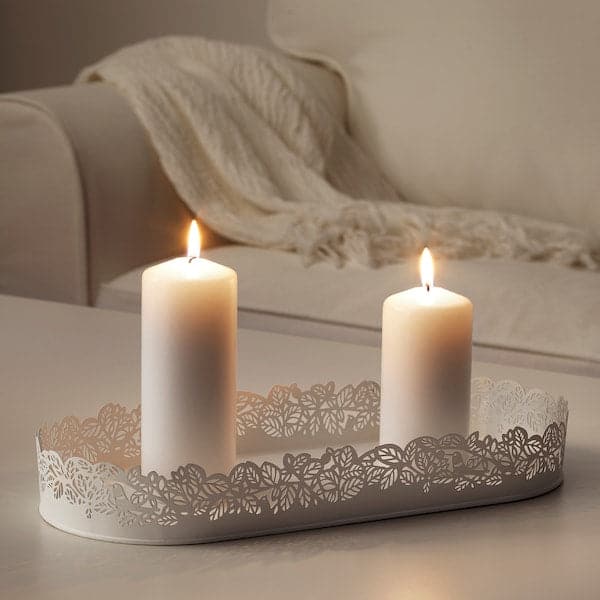 Ikea SAMVERKA - Candle dish, oval white, 35x15 cm