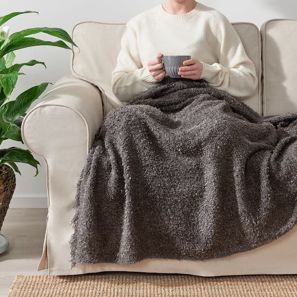SANDBRODD - Throw, anthracite, 130x170 cm - best price from Maltashopper.com 00562038
