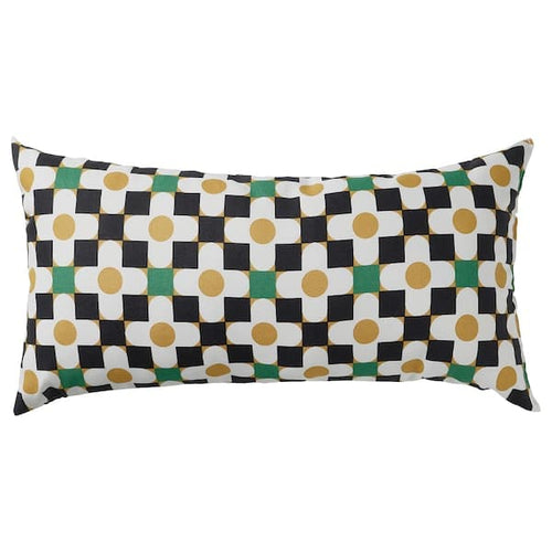 SANDMOTT - Cushion, white black/yellow, , 30x58 cm