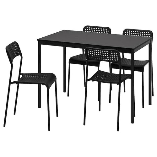 SANDSBERG / ADDE - Table and 4 chairs, black/black, 110x67 cm