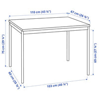 SANDSBERG / ADDE - Table and 4 chairs, black/black, 110x67 cm - best price from Maltashopper.com 59429194