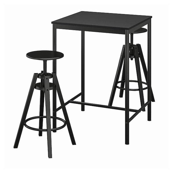 SANDSBERG / DALFRED - Bar table and 2 bar stools, black/black, 67x67 cm - best price from Maltashopper.com 09429200