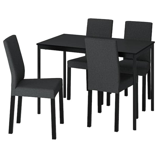 Ikea SANDSBERG / KÄTTIL Table and 4 chairs - black/Knisa dark grey 110 cm ,