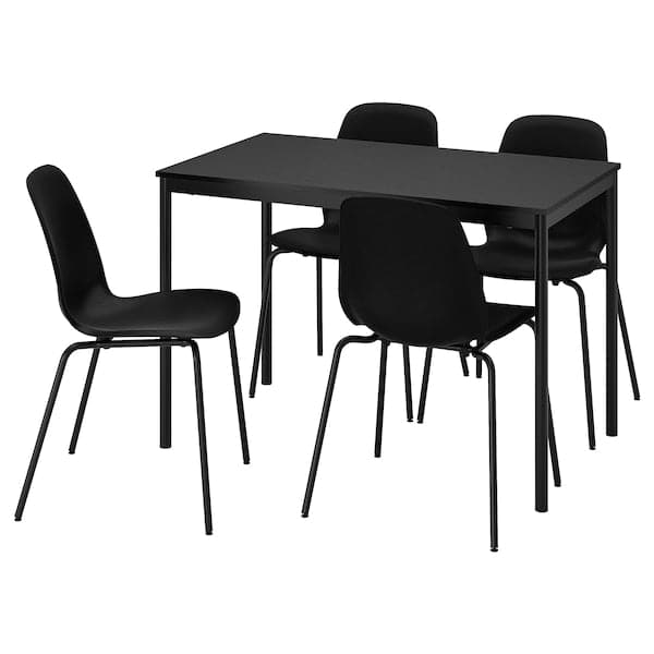 SANDSBERG / LIDÅS - Table and 4 chairs, black/black/black/black, 110x67 cm - best price from Maltashopper.com 09509051