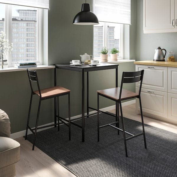 Ikea SANDSBERG / SANDSBERG - Bar table and 2 bar stools, black/black, 67x67 cm
