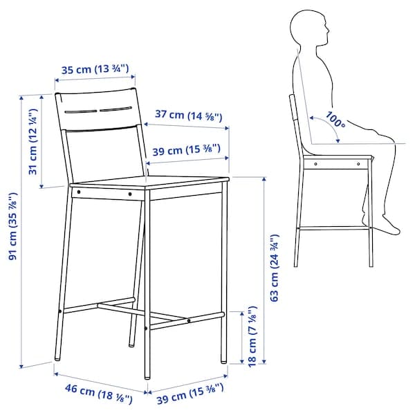 SANDSBERG / SANDSBERG - Bar table and 2 bar stools, black/black, 67x67 cm